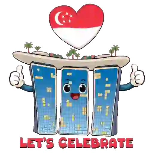 An illustrated Marina Bay Sands giving a thumbs up.