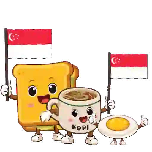 Kaya toast, a cup of kopi and a soft-boiled egg celebrating together.